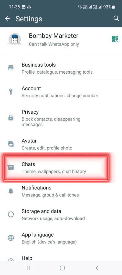 In red colour box showing chats icon