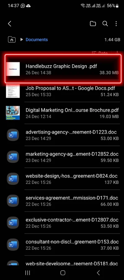In the red colour box showing the pdf file in mobile