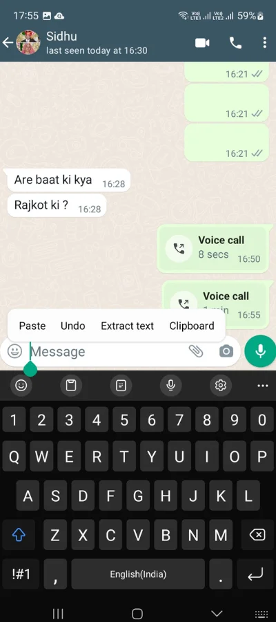 Pasting some link in whatsapp chat to send blank message