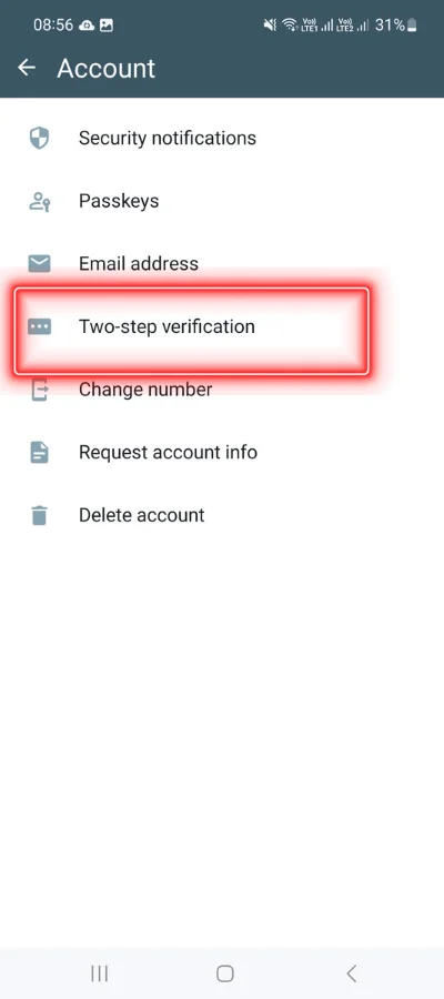In the red colour box 2FA  , 2-step verification is showing. 