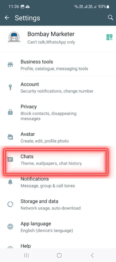 There is red colour box that is showing 'chat' icon of whatsapp application