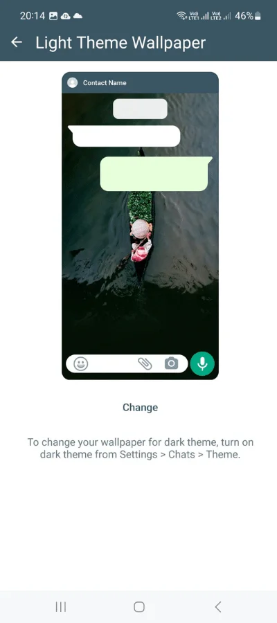 Wallpaper preview showing in mobile screen of whatsapp app