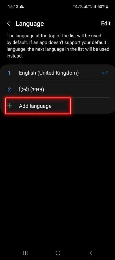 In the red colour box you can see "add language" icon